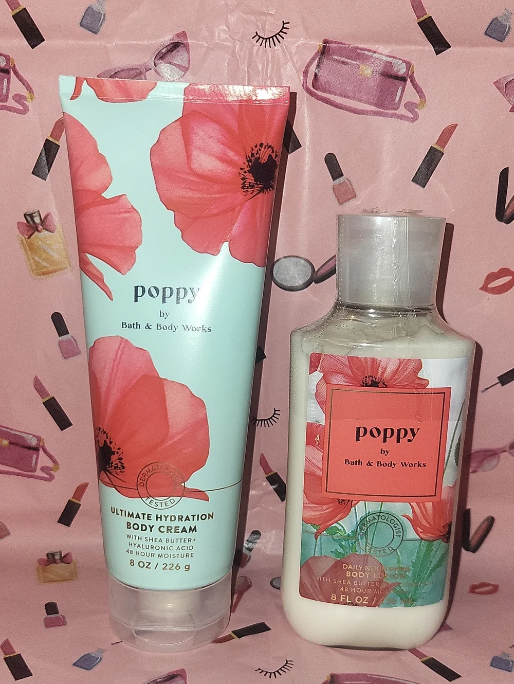 Bath & Body Works 2 Pc. Poppy Set Body Cream & Body Lotion NEW Full Size Sealed